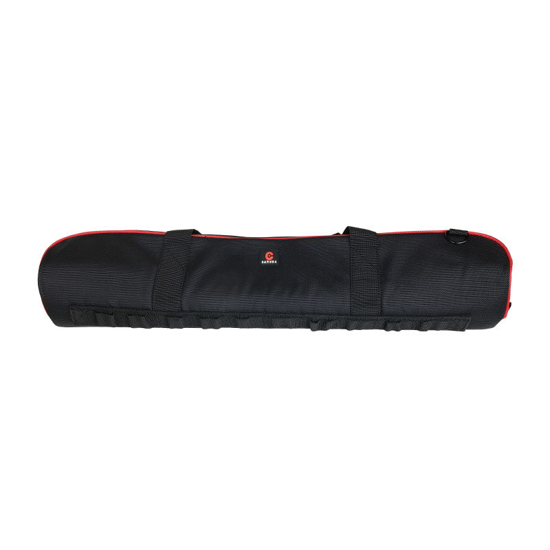 88cm black tripod bag with red trim, padded straps and snap button closure