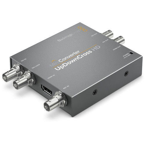 Mini Converter UpDownCross HD angled view showing BNC inputs/outputs and HDMI