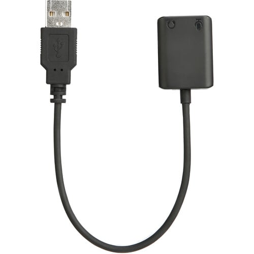 Adaptor USB 2.0 cu cablu și modul negru cu două mufe 3,5 mm