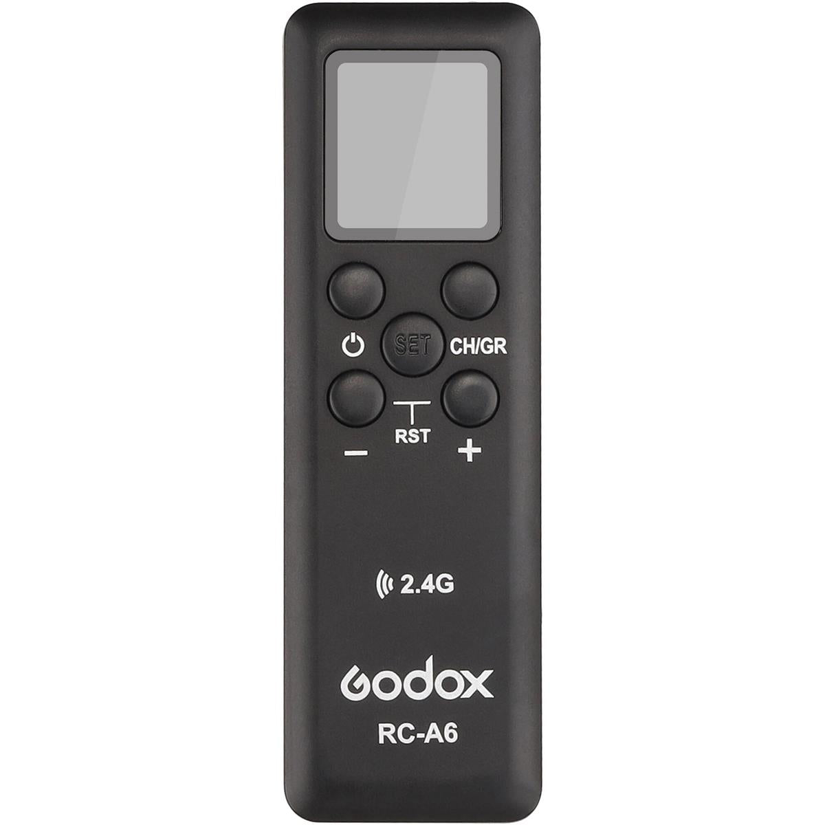Telecomandă Godox RC-A6 neagră, cu ecran și butoane