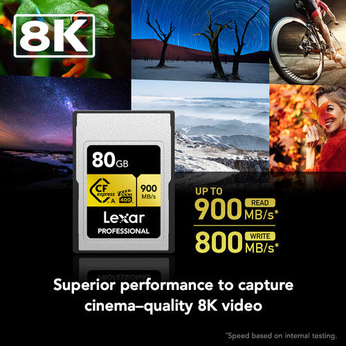 Card Lexar CFexpress Pro Gold Type A 80GB: 900 MB/s citire, 800 MB/s scriere