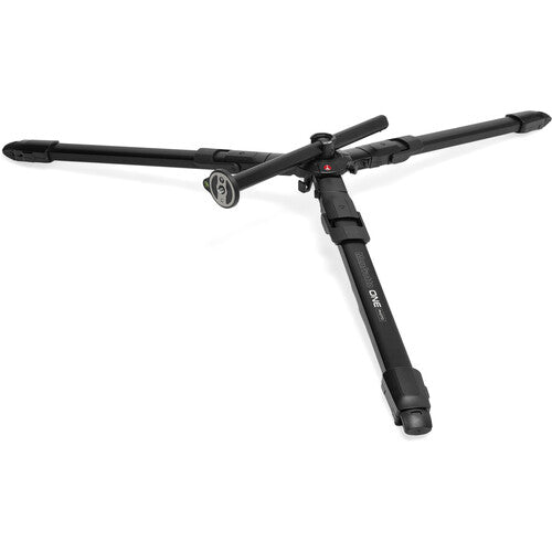 Black compact tripod with three spread legs and central column