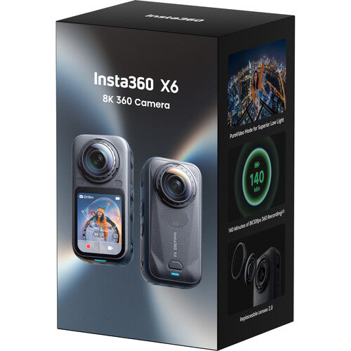 Insta360 X6 Essentials Bundle cameră video 360, 8K50, 2 acumulatori, negru