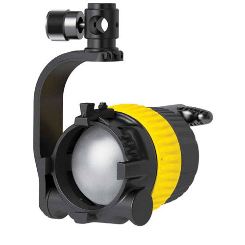 Mobile LED bicolor light, black housing with yellow band and adjustable oval head