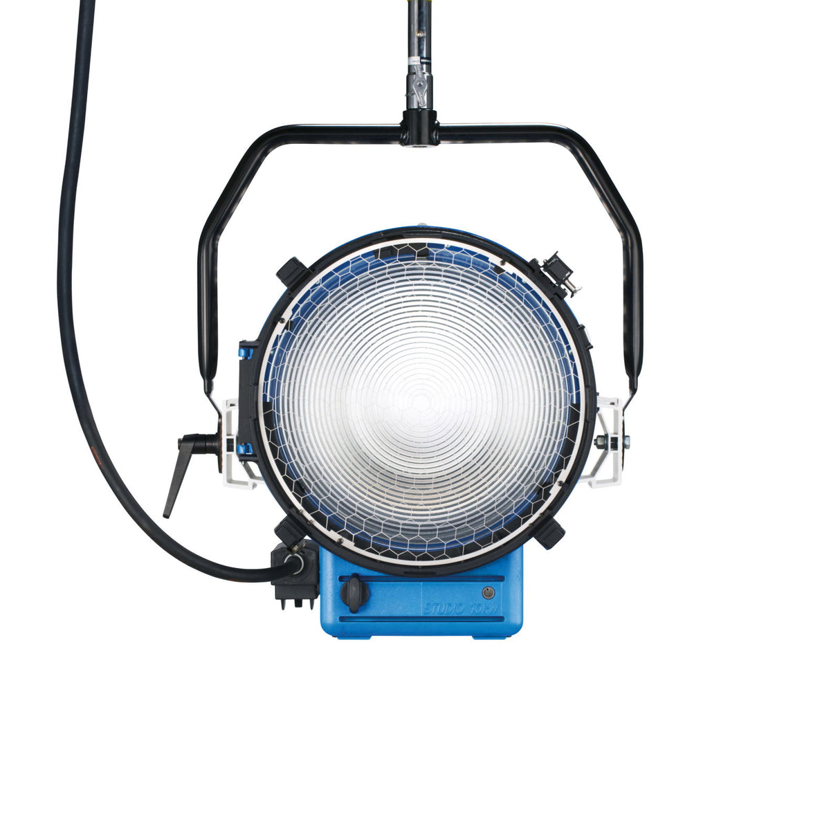Lampa studio T12, reflector cu grilaj hexagonal, văzut din față