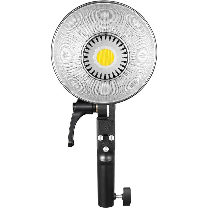 Bi-color LED lamp front view with silver reflector and bright yellow LED lens