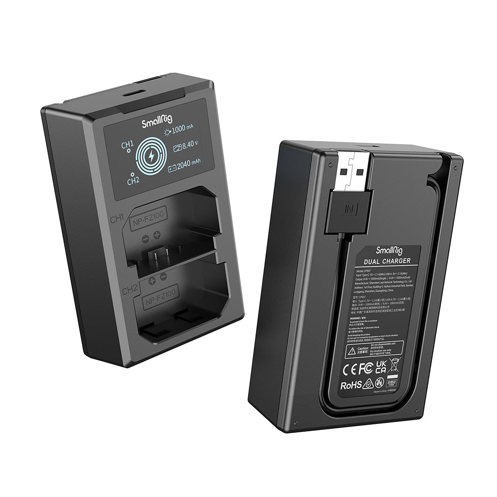 SmallRig 3824B kit 2 acumulatori NP-FZ100 + încărcător dublu USB-C
