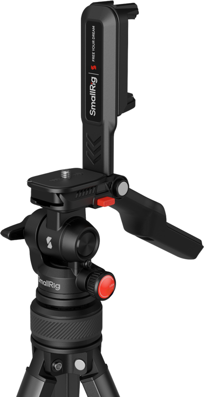 SmallRig 5473 pan-tilt video tripod head with side handle, black with red buttons