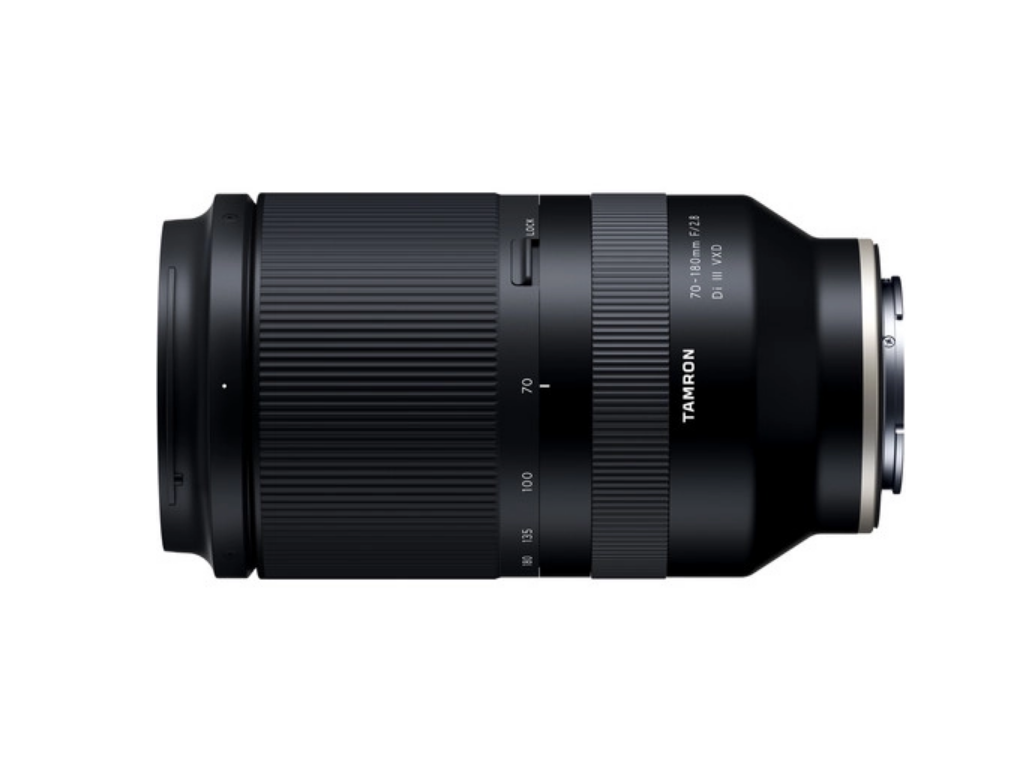 Black 70-180mm lens side view with ridged rings and control markings
