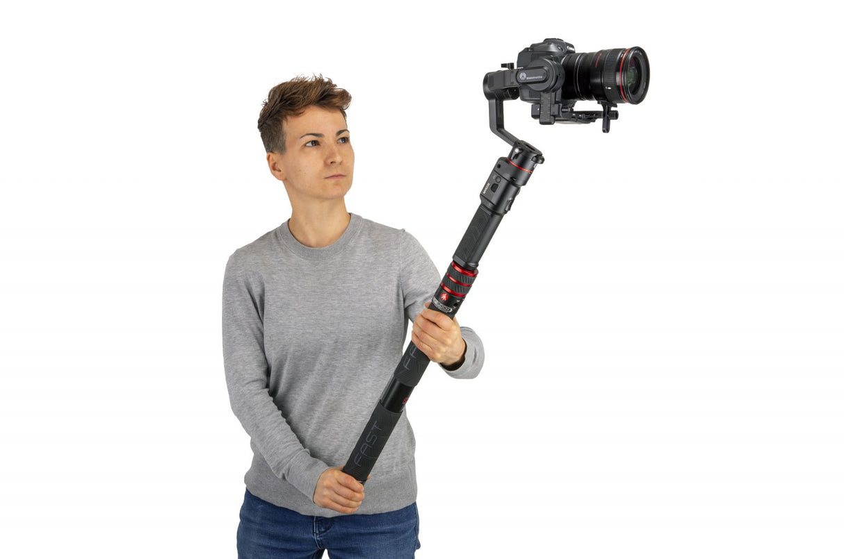 Ansamblu gimbal cu cameră și bară extensibilă din carbon, inele roșii