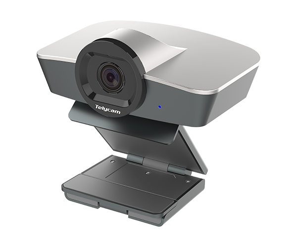 USB Full HD webcam with 4x zoom lens and built-in clip stand, dark gray