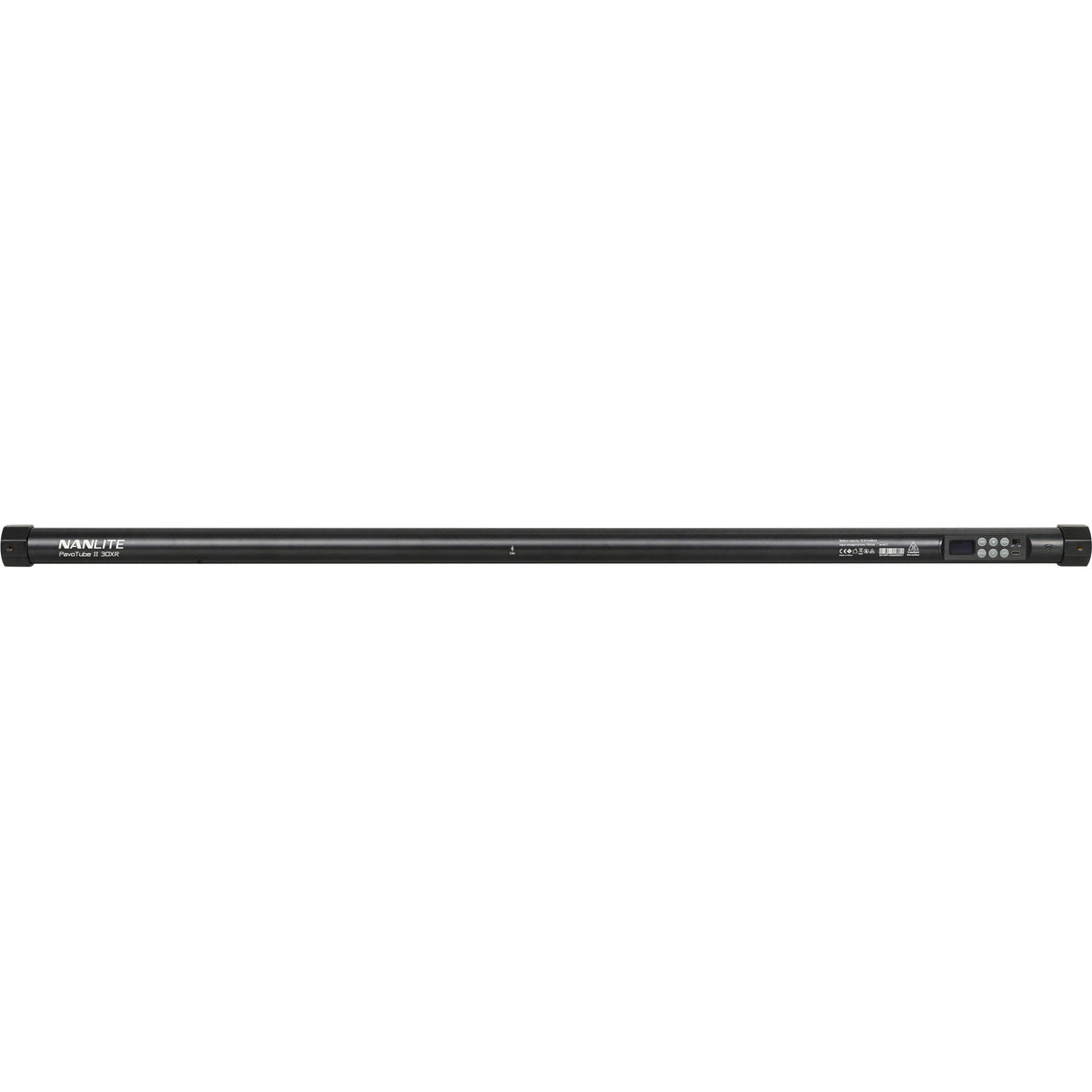 Black LED tube light bar with side status labels and control markings