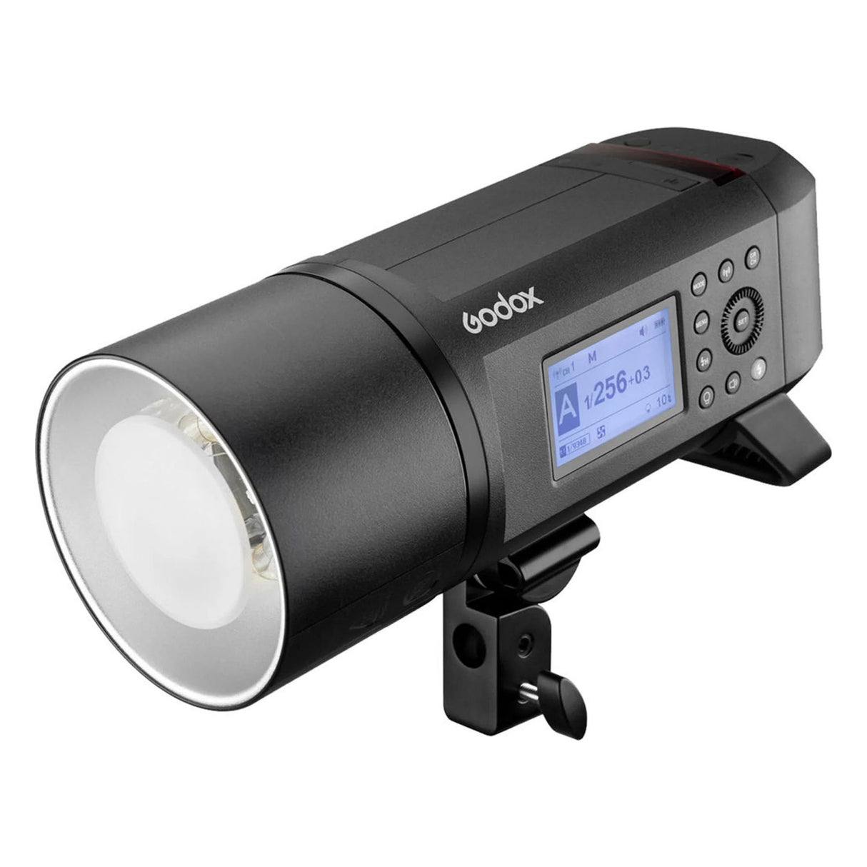 Godox AD600 Pro flash head with front reflector and LCD control panel, black