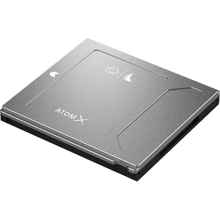 AtomX SSDmini 1TB external SSD, gray metal top with AtomX branding and icons