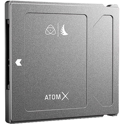 AtomX SSDmini 1TB external SSD, gray front panel with AtomX logo