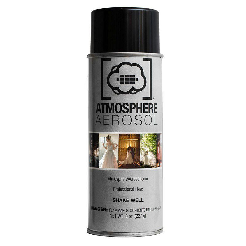 Aerosol haze spray can with black cap and black-and-white cloud label