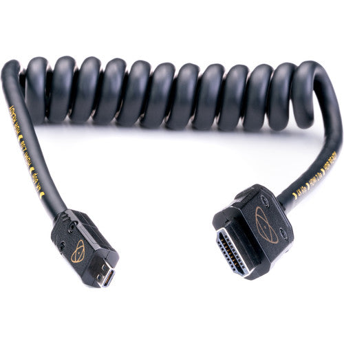 Cablu spiralat micro HDMI la HDMI, două conectori, lungime 30 cm