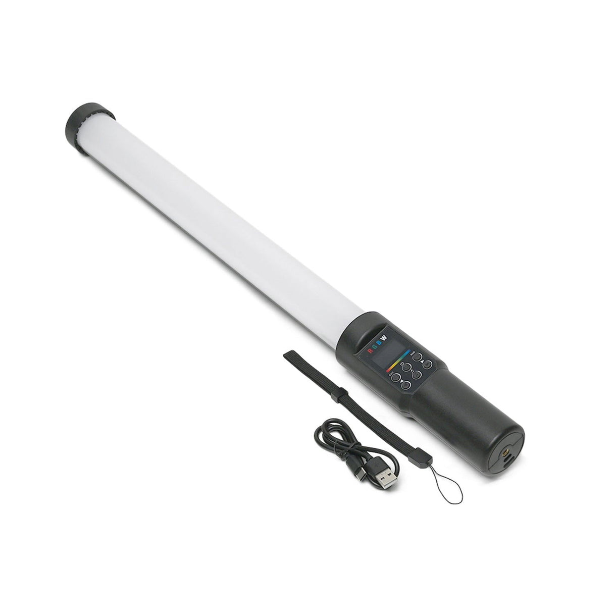 Baghetă LED RGB cu difuzor alb, telecomandă și cablu de alimentare