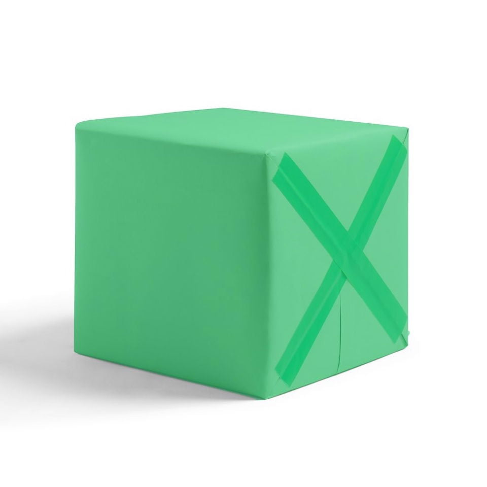 Green chroma key backdrop panel with taped corner edges
