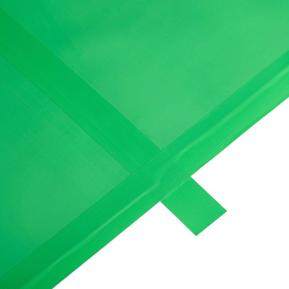 Green chroma key gaffer tape strips overlapped, smooth matte finish