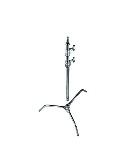 C-stand with removable base, chrome pole and three-leg tripod with adjustable arms