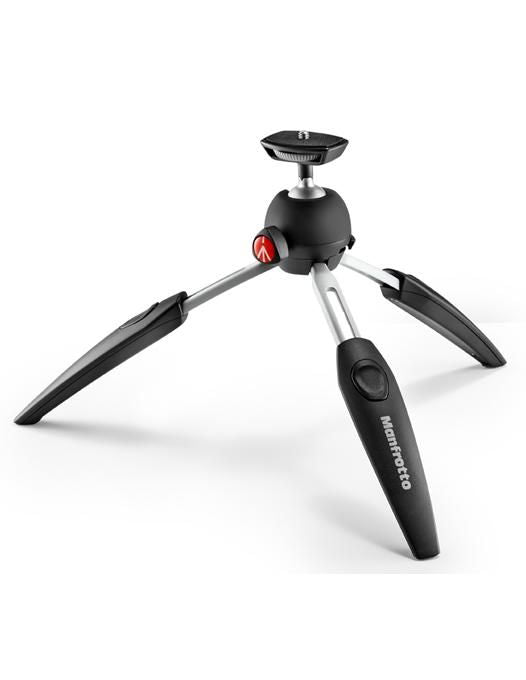 Trepied foto mini Manfrotto, cap sferic negru, picioare pliante negre