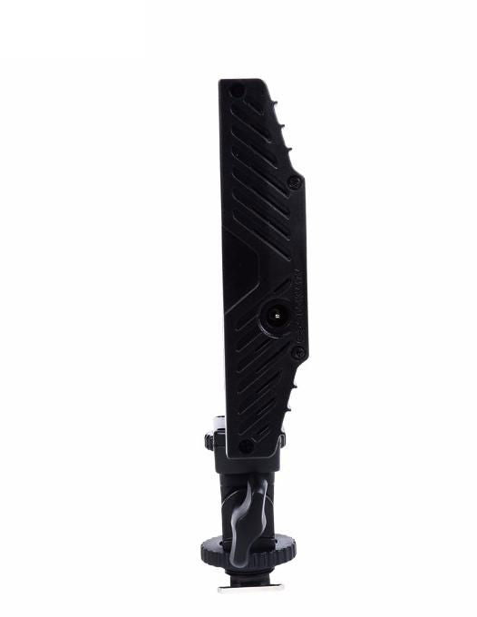 LED panel light side/back view with mounting hardware and port area