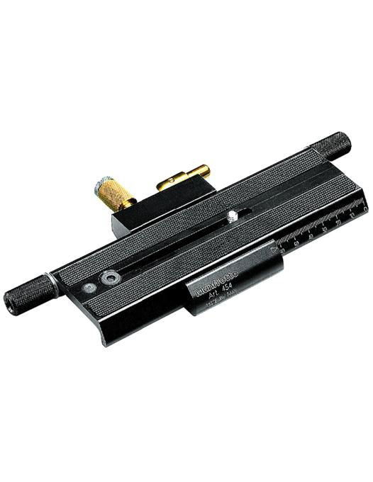 Manfrotto placă micrometrică 454, neagră, cu riglă gradată și roți aurii