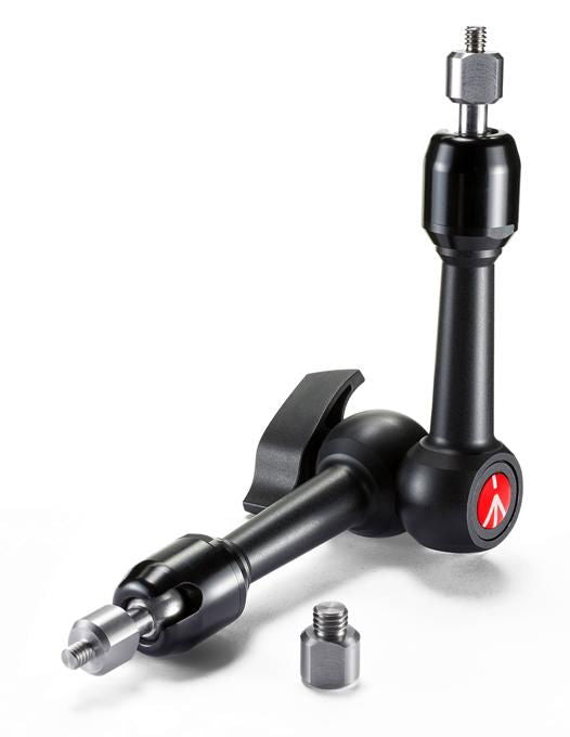 Black mini articulating arm with red indicator, metal thread ends