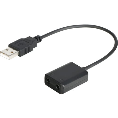 Adaptor Boya USB 2.0 cu mufă 3,5 mm și cablu negru, pentru audio cu două ieșiri