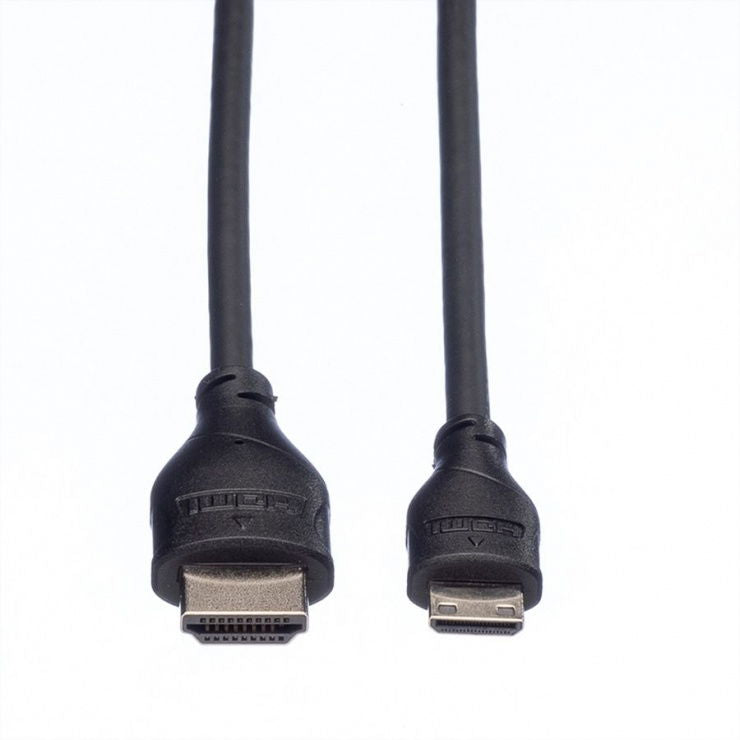 Mini HDMI-C to HDMI cable, 2 m, black plug pair on ends