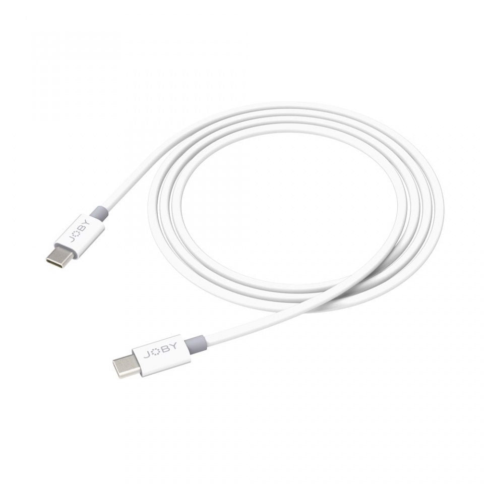 Cablu USB-C la USB-C 2 m, cablu alb în buclă, capete USB-C