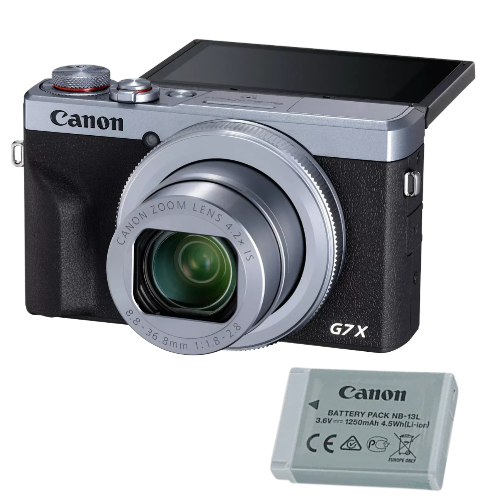 Canon PowerShot G7 X Mark III silver cu extra baterie