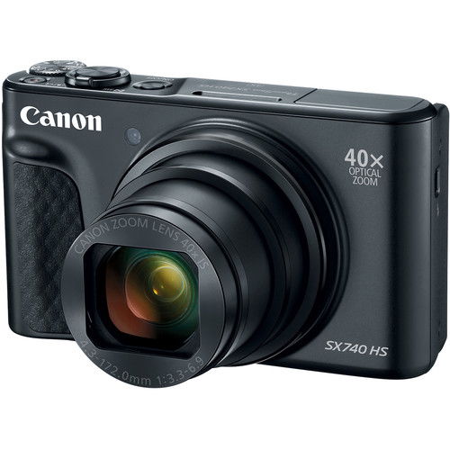 Canon PowerShot SX740 HS compact camera, front with prominent lens and 40x text