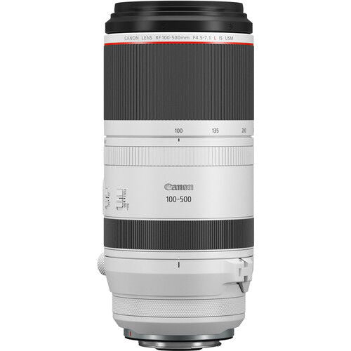 RF 100-500mm zoom lens, ribbed barrel with control ring and scale markings