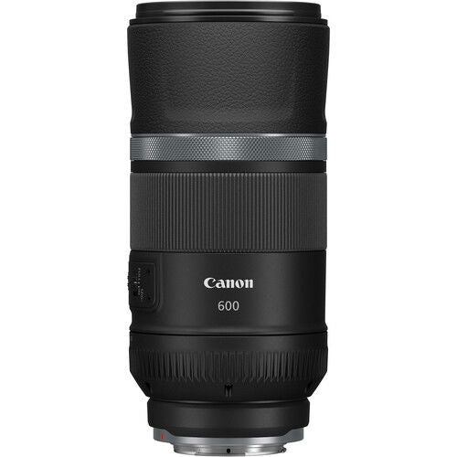 Canon RF 600mm F11 IS STM lens with black textured barrel and front glass