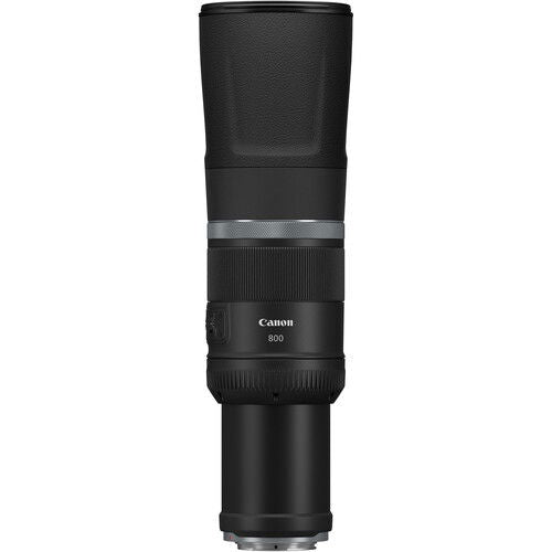 Black RF 800mm lens with logo band and textured barrel section