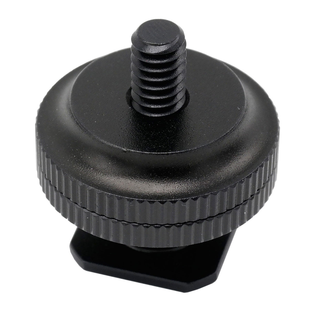 Adaptor patină cu șurub 1/4, capac negru canelat și filet central