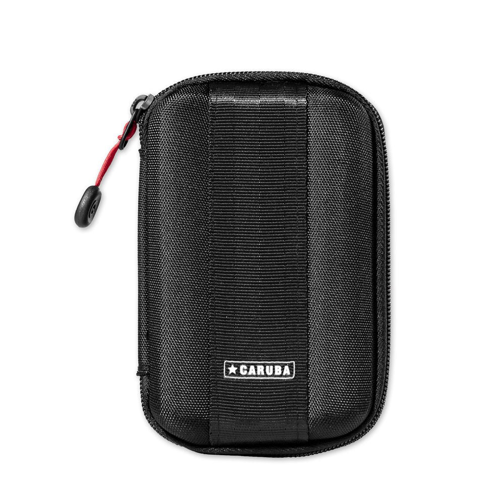 Carcasă dură neagră pentru hard disk portabil, curea de prindere și fermoar