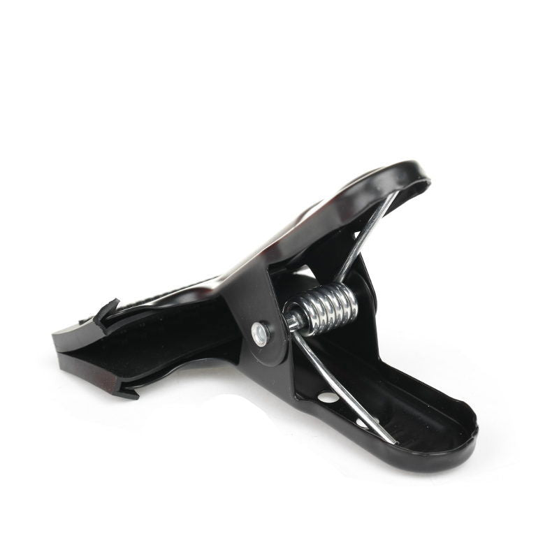 Heavy-duty clamp with adjustable spring mechanism and metal screw, black finish
