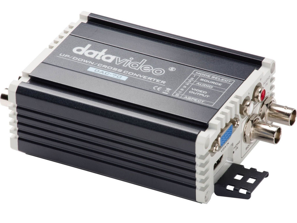 Video up/down/cross converter with vented metal case and front connector panel