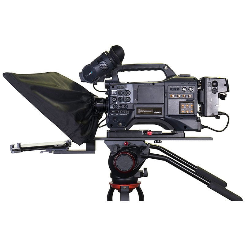 Prompter video pentru tabletă cu ecran rabatabil și unitate de control pe suport