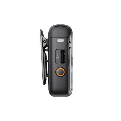 Mic 2 TX wireless transmitter, black clip and side charging port with control ring
