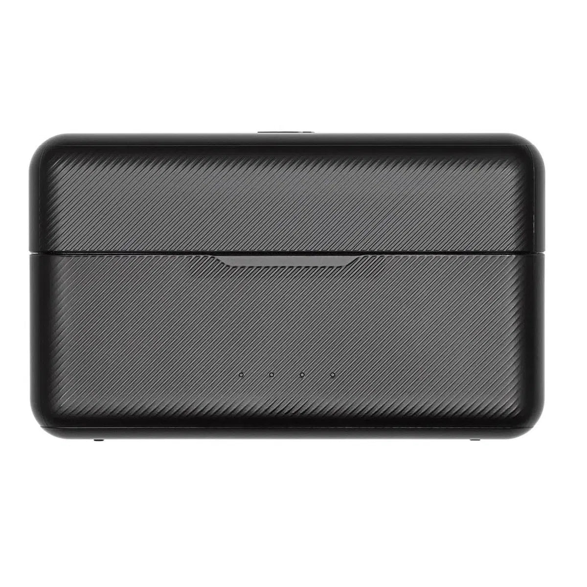 Receptor pentru microfoane wireless dual, față cu grilaj și logo, carcasă neagră
