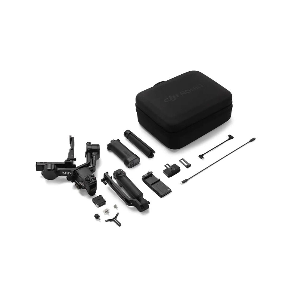 Gimbal stabilizer accessories kit with black case, rods, mounts, and hardware parts