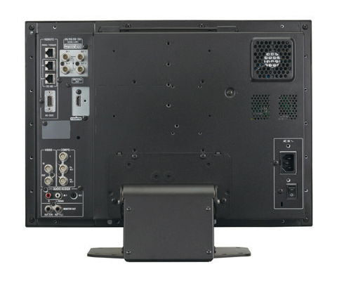 Back view of 25-inch Full HD LCD monitor showing input/output ports and vents