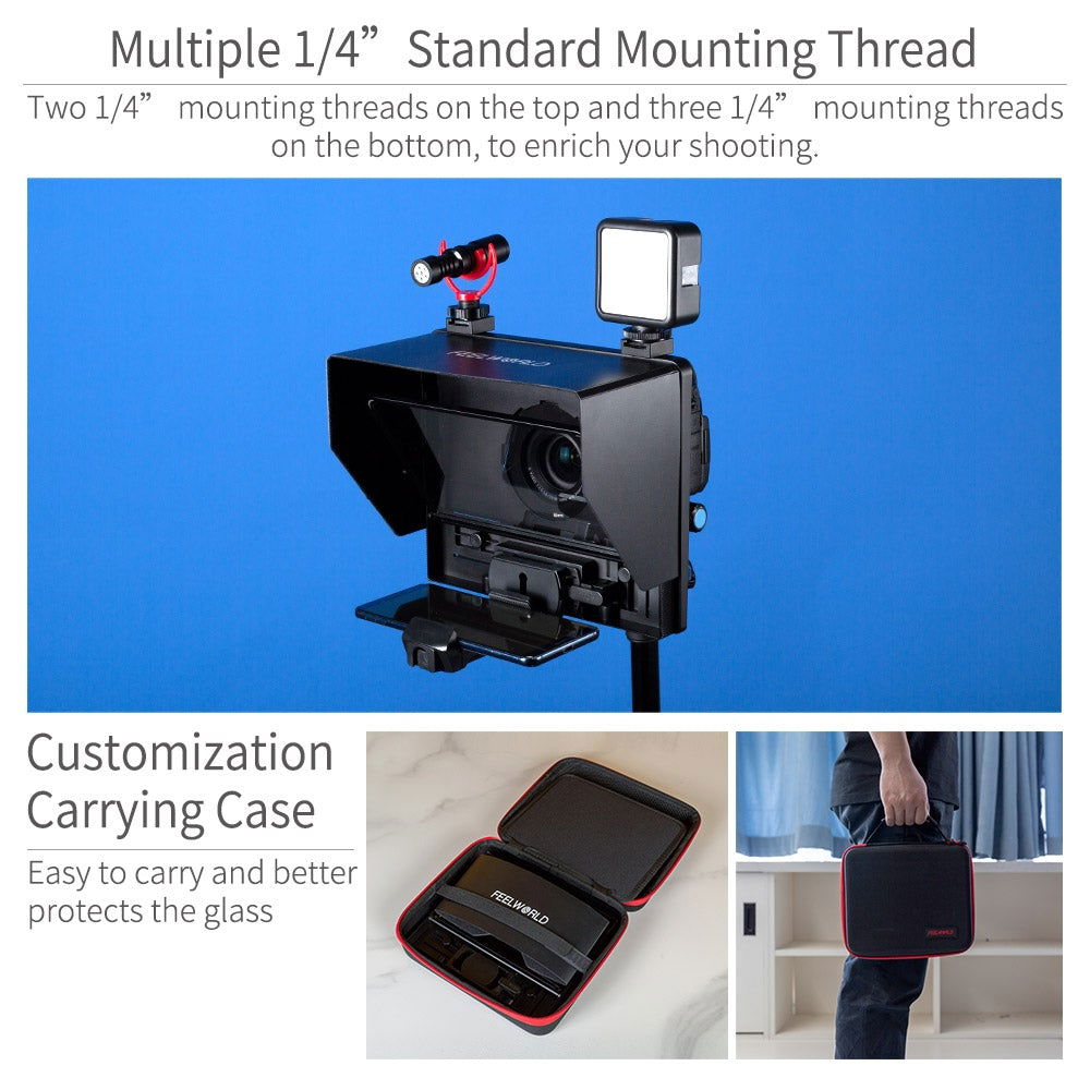 Feelworld TP10 Teleprompter Pliabil pentru Smartphone/Tableta/DSLR - View 3