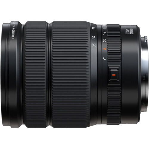 Fujifilm GF 20-35mm f/4 R WR lens, side view with focus ring texture and scale