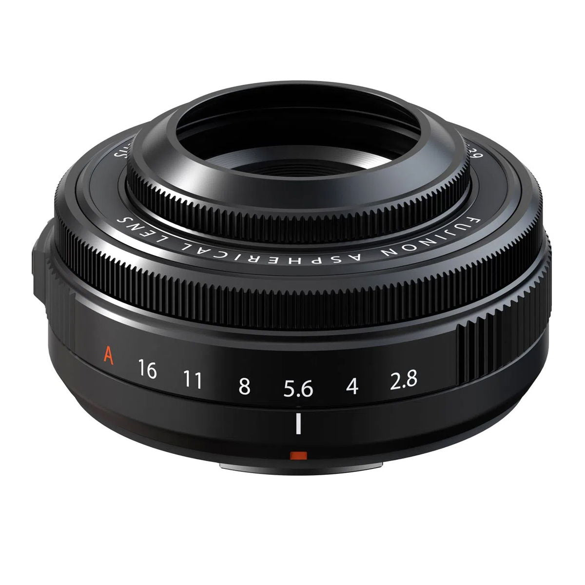 27mm F2.8 XF R WR lens top opening and ridged ring with aperture markings