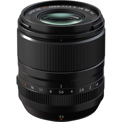 XF 33mm f/1.4 R LM WR lens, black barrel with front glass element